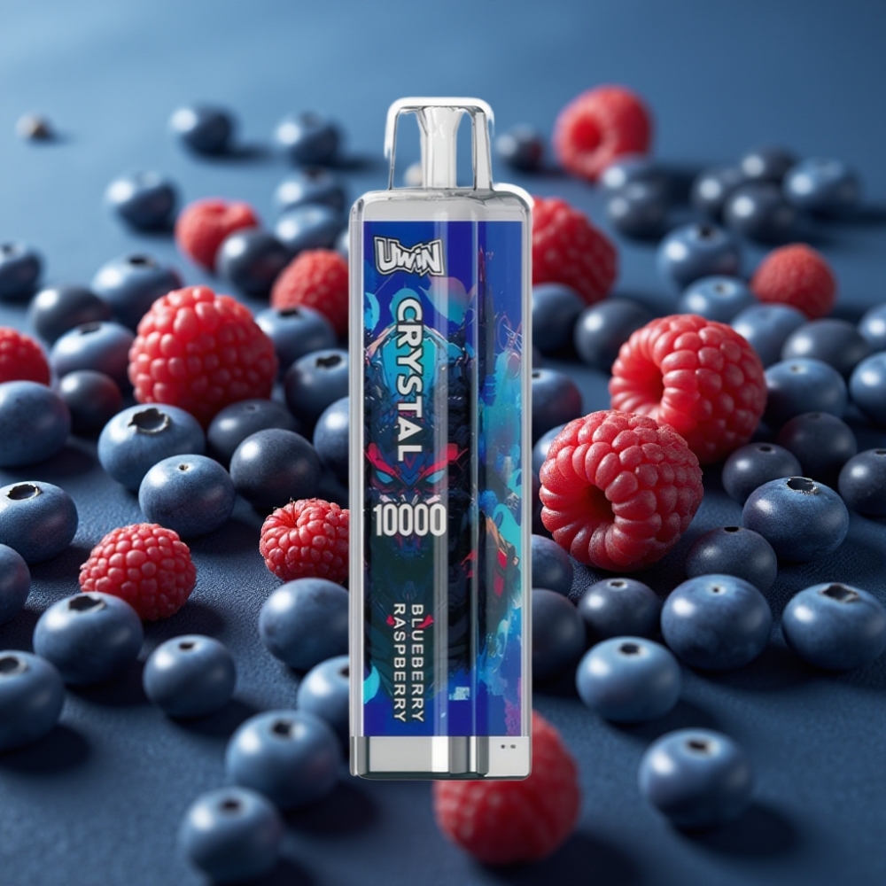 Uwin Crystal 10000 نفخة - توت أزرق وتوت العُلّيق - 18مل / 650 مللي أمبير / شحن Type-C