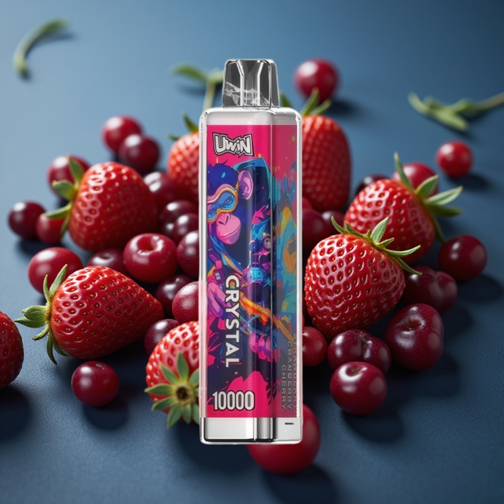 Uwin Crystal 10000 نفخة - فراولة توت بري كرز - 18مل / 650 مللي أمبير