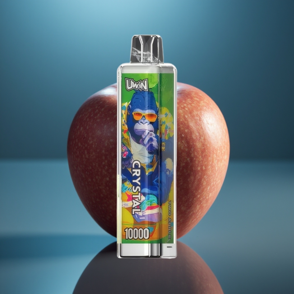 Uwin Crystal 10000 نفخة - تفاحتين، 18 مل، شحن نوع سي، أضواء آر جي بي