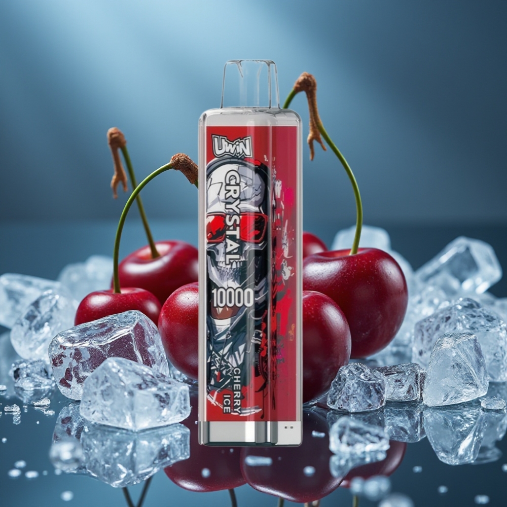 Uwin Crystal 10000 نفخة - كرز آيس مع أضواء آر جي بي، 18مل، شحن نوع-سي