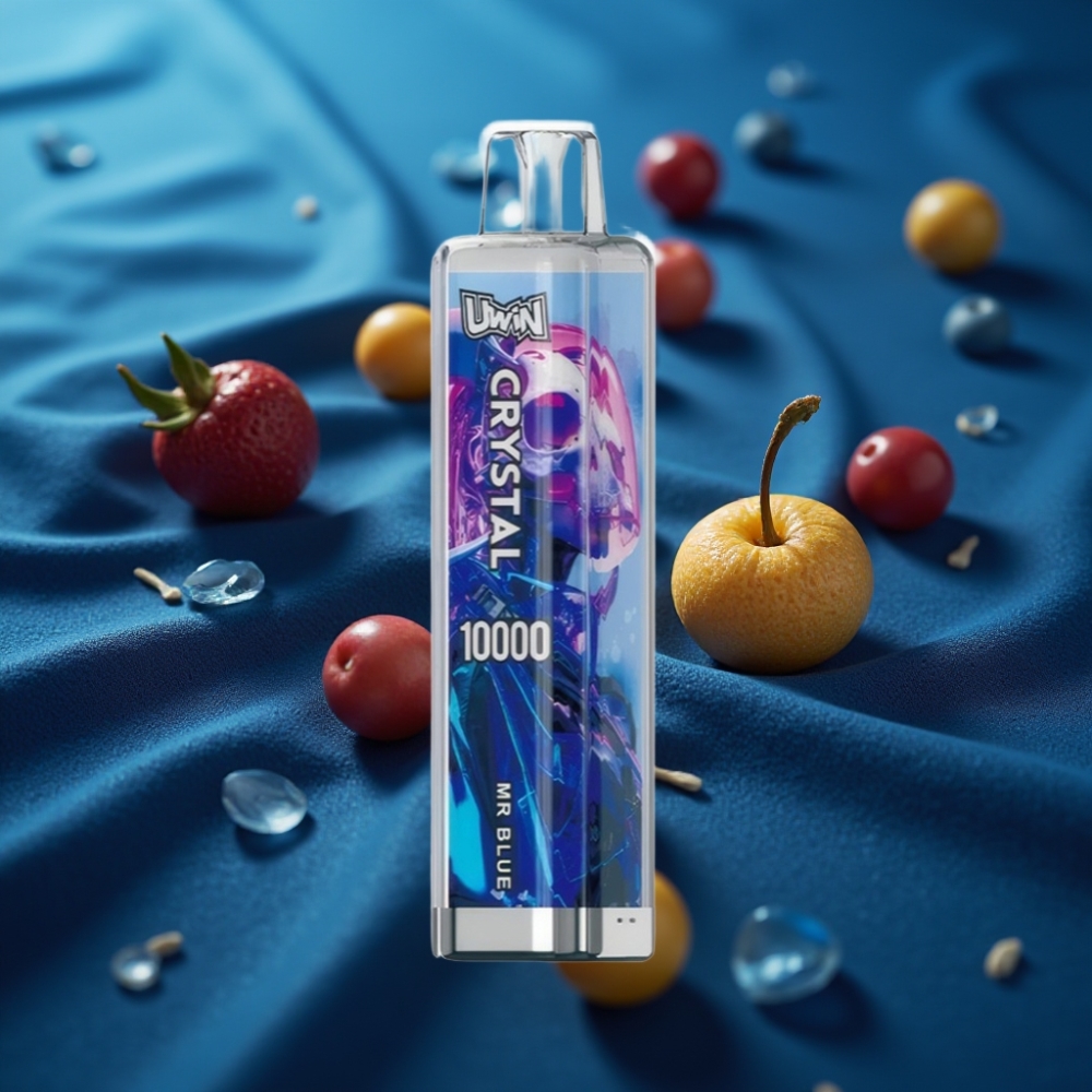 Uwin Crystal 10000 Puffs - أزرق (Mr Blue) - 18مل - شحن Type-C - أضواء RGB