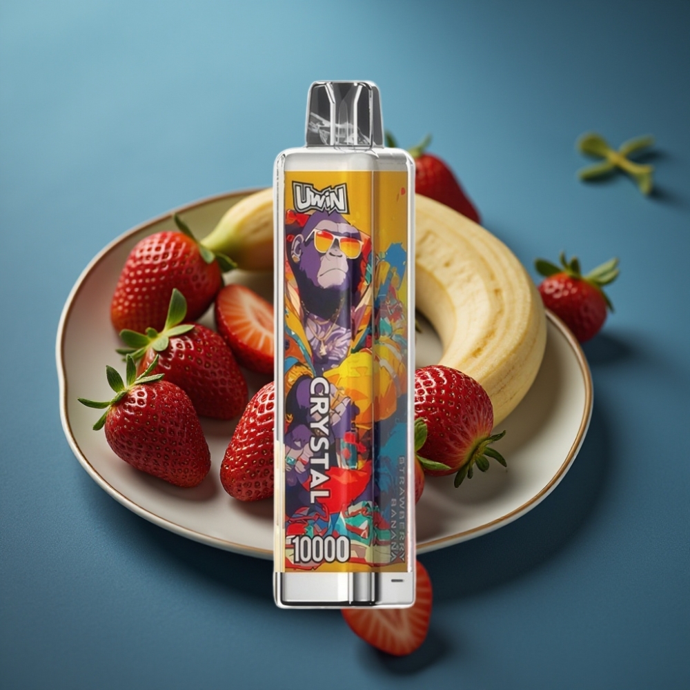 Uwin Crystal 10000 Puffs Strawberry Banana (فراولة موز) - 18ml, 650mAh, Type-C