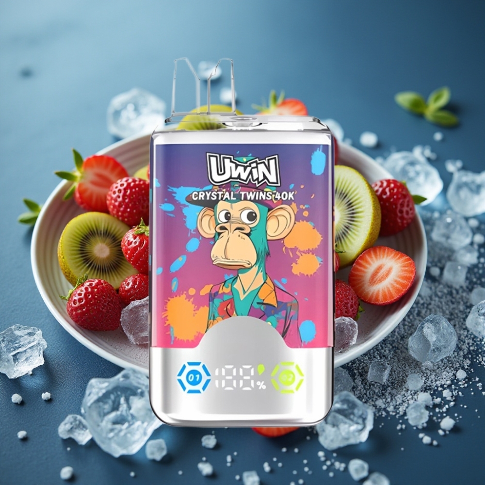 UWIN Crystal Twins 40000 Puff Strawberry Kiwi Grape Ice Disposable Vape - 32ml, 850mAh, Type-C
