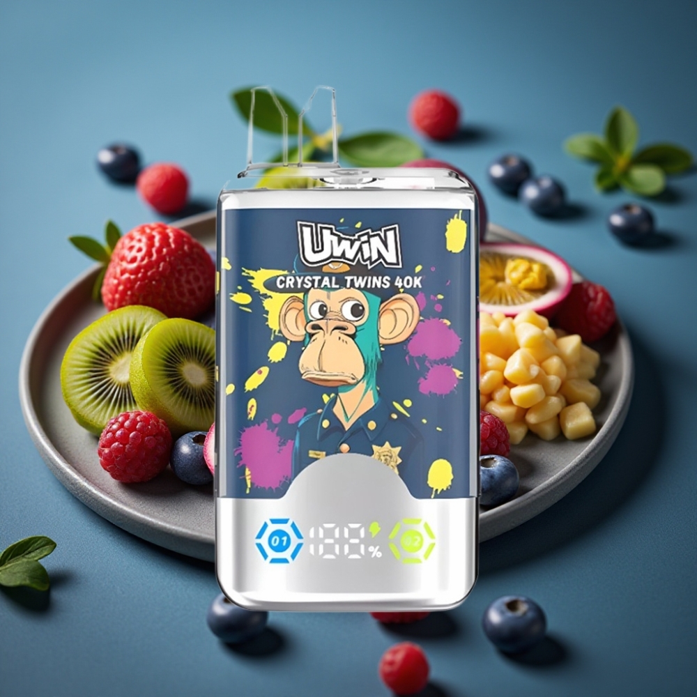 UWIN Crystal Twins 40000 Puffs - Kiwi Passion Fruit Guava Blueberry Raspberry - Mesh 0.6 Ohm - Type-C