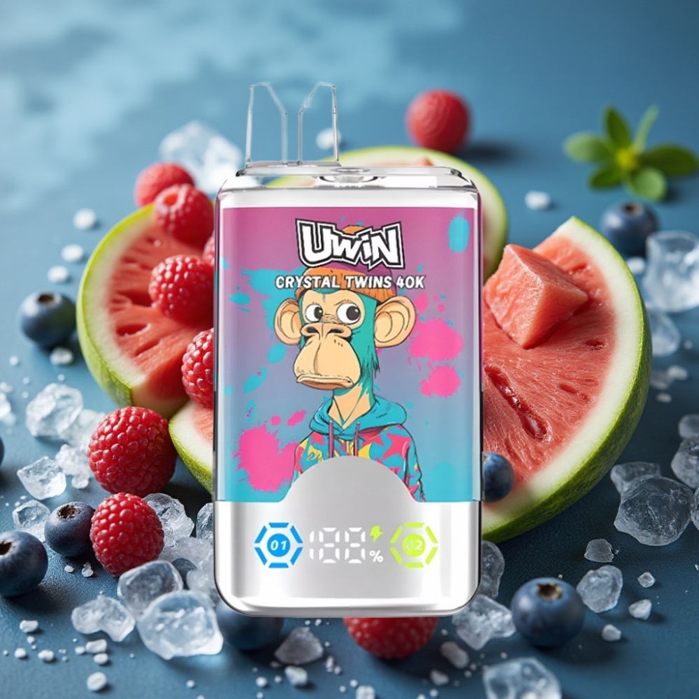 UWIN Crystal Twins 40000 Puffs - بطيخ مثلج وتوت مشكل (Watermelon Ice Mixed Berries)