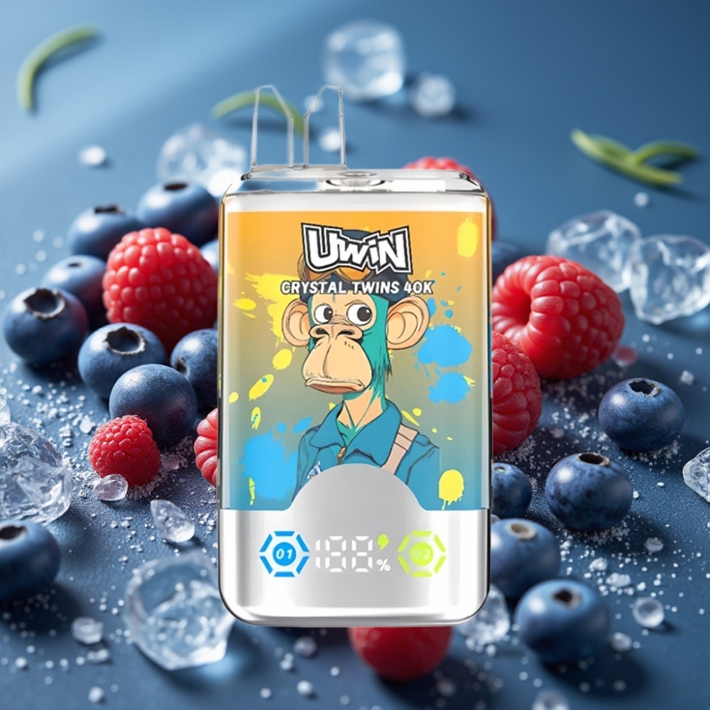 Uwin Crystal Twins 40000 Puffs - توت أزرق، توت أحمر، كرز مثلج (نيكوتين 0%-5%)