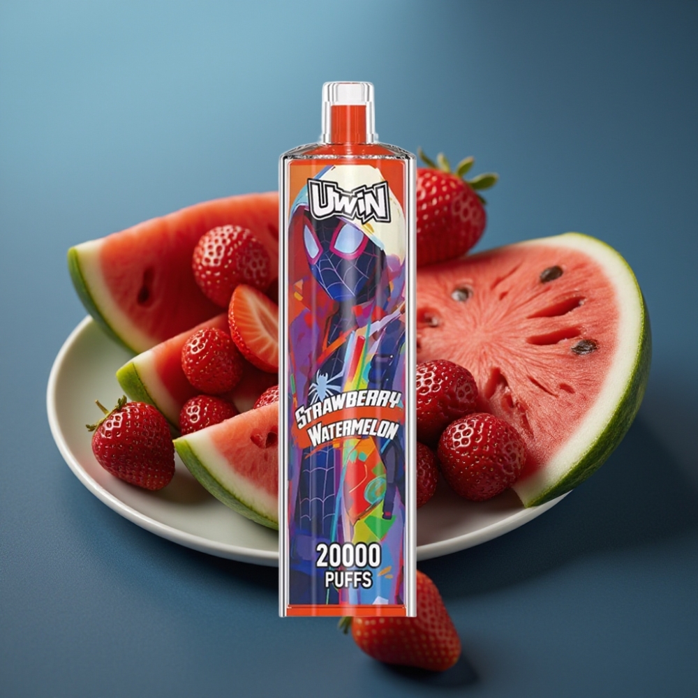 Uwin Shisha Hookah Crystal 20000 Puffs فراولة بطيخ - 22ml - شبكة ميش - شحن Type-C