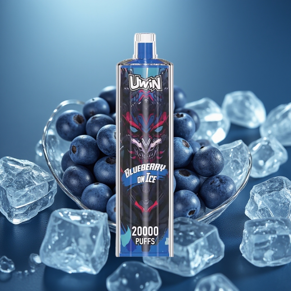 Uwin Shisha Hookah Crystal 20000 Puffs - بلوبيري أون آيس (Blueberry On Ice) - 0-5% نيكوتين - 22مل - شاحن Type-C