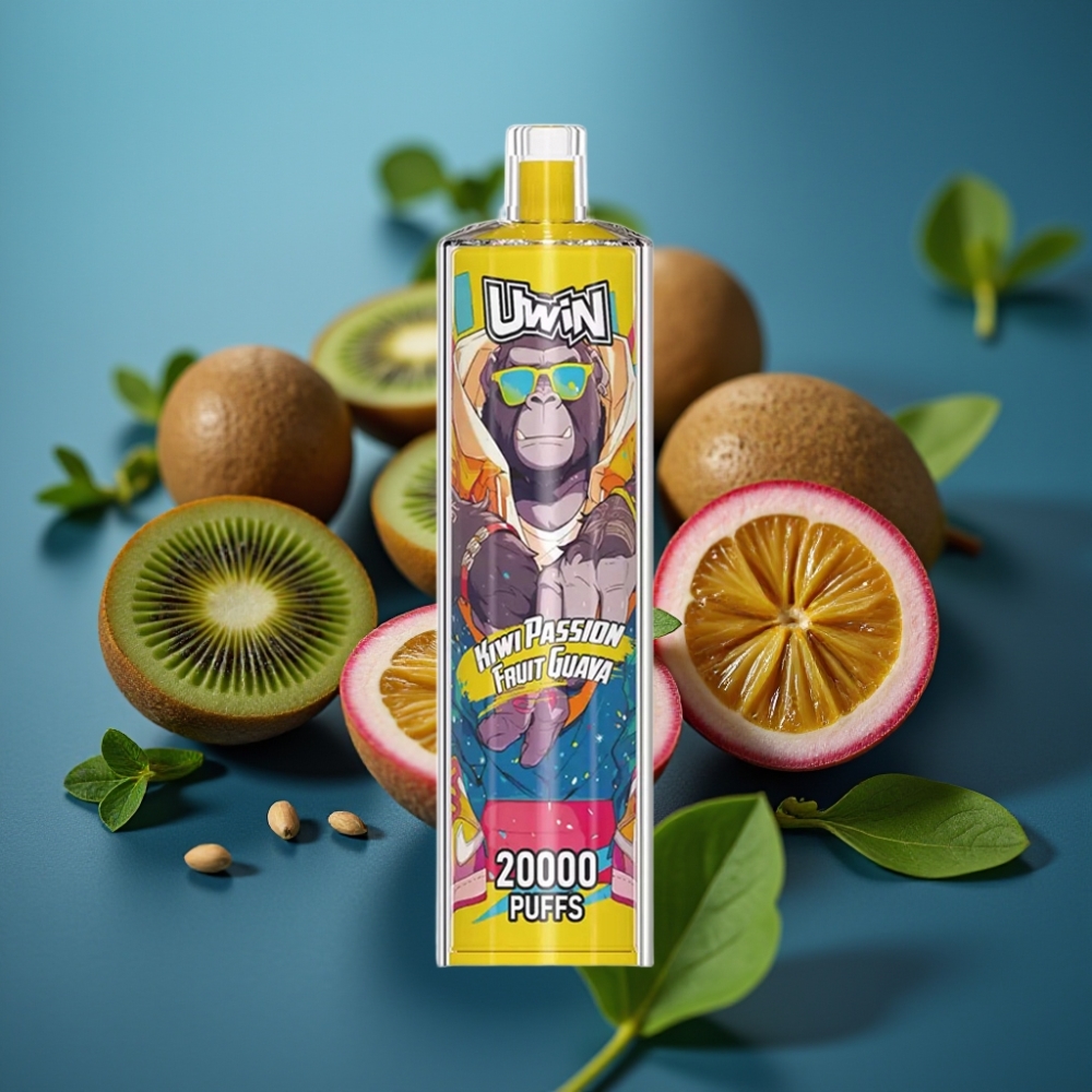 Uwin Shisha Hookah Crystal 20000 Puffs - Kiwi Passion Fruit Guava (كيوي جوافة فاكهة العاطفة) - 22ml Mesh Coil Type-C