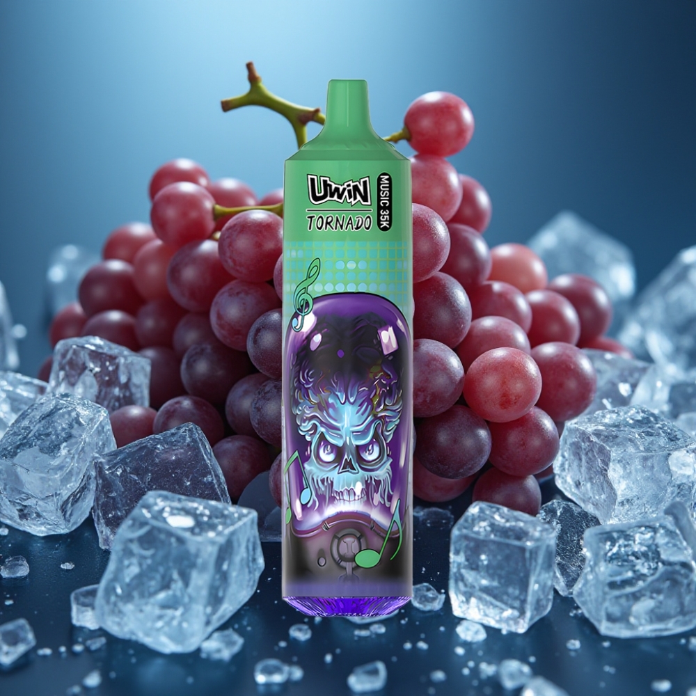 Uwin Tornado 35K Music Disposable Vape عنب مثلج (Grape Ice) - 600mAh, Type-C