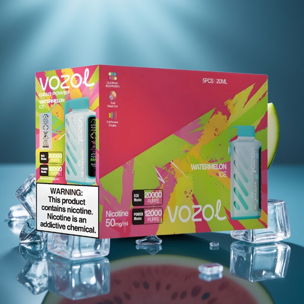 VOZOL Gear Power 20000 Puffs بشريحة ثنائية و20mL بطعم بطيخ مثلج