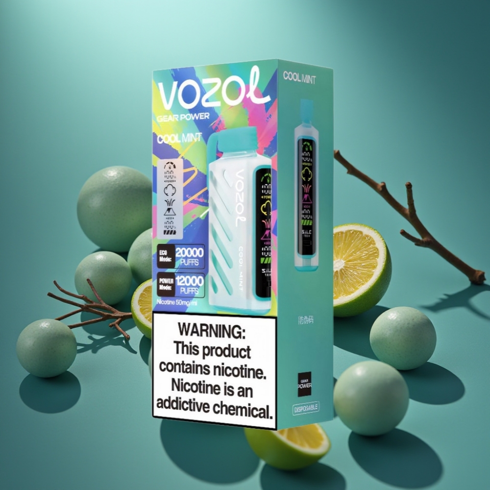 VOZOL Gear Power 20000 Puffs Disposable Vape Cool Mint - تقنية S.i.L.C. ، شاشة كاملة ، 20مل