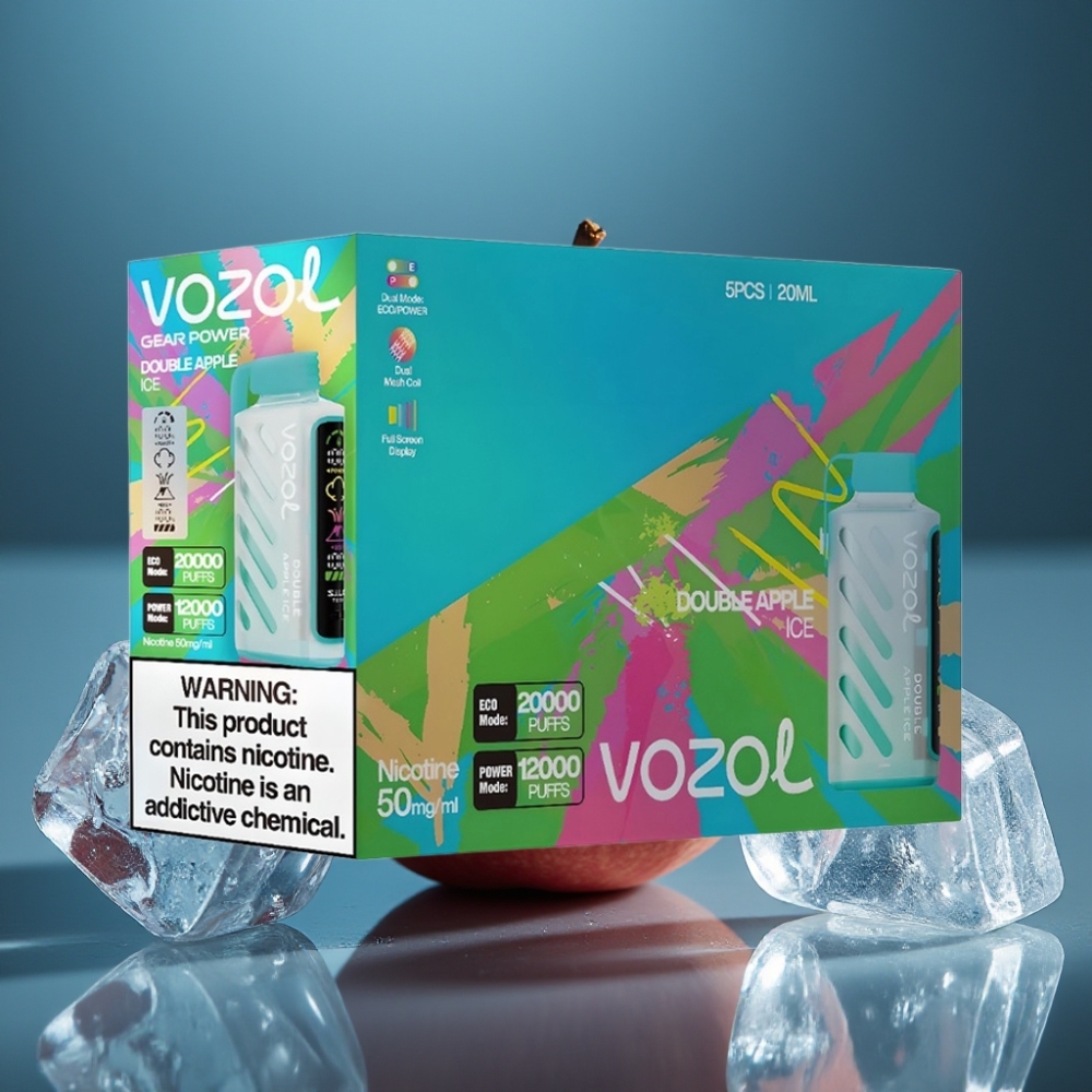 VOZOL Gear Power 20000 Puffs Double Apple Ice - S.i.L.C. Tech, Dual Mesh Coil, 20mL