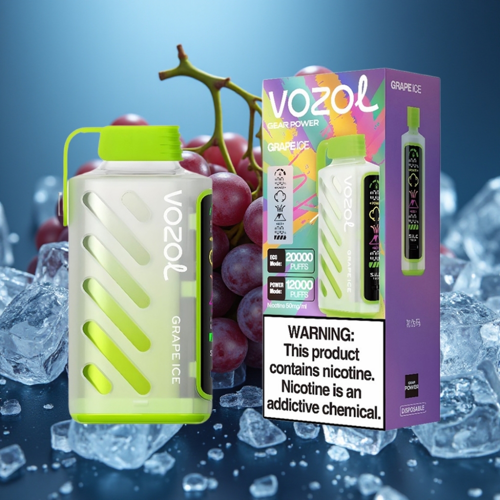 VOZOL Gear Power 20000 Puffs Grape Ice - S.i.L.C. Tech, Dual Mesh Coil, 20mL