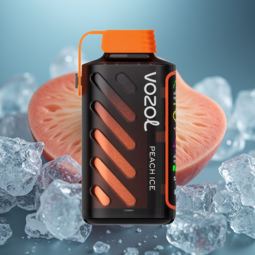 VOZOL Gear Power 20000 Puffs بخوخ مثلج بشاشة كاملة وتقنية S.i.L.C.