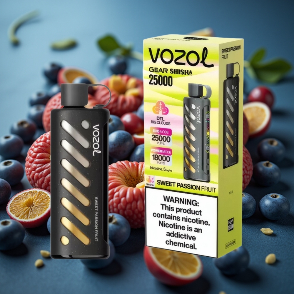 VOZOL Gear Shisha 25000 Puffs Disposable Vape - فاكهة العاطفة الحلوة، 5mg/ml، تقنية S.i.L.C، 1000mAh