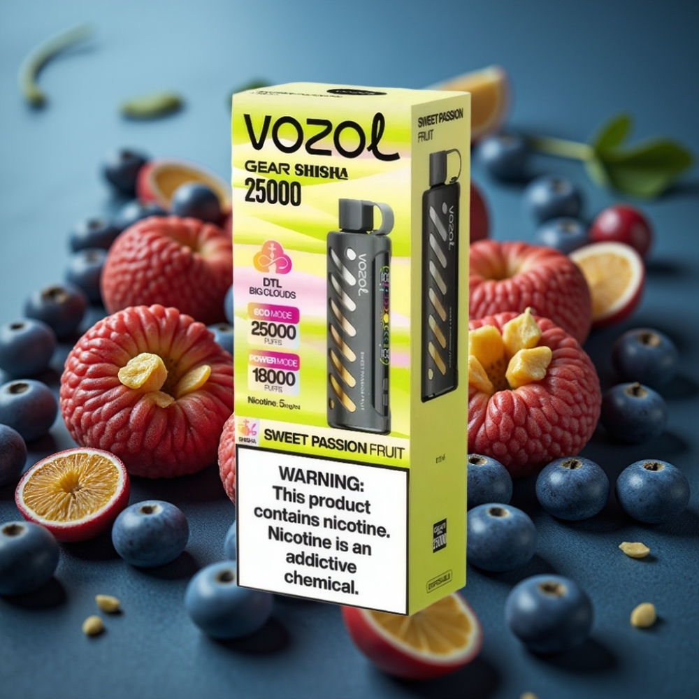 VOZOL Gear Shisha 25000 Puffs Disposable Vape - فاكهة العاطفة الحلوة، 5mg/ml، تقنية S.i.L.C، 1000mAh