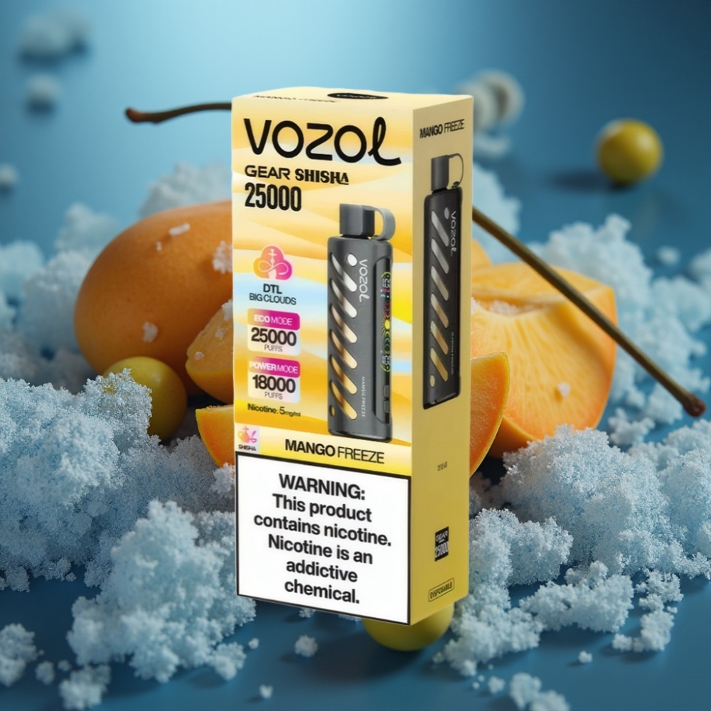 VOZOL Gear Shisha 25000 Puffs Disposable Vape - مانجو فريز (Mango Freeze) | 5mg | Dual Mesh
