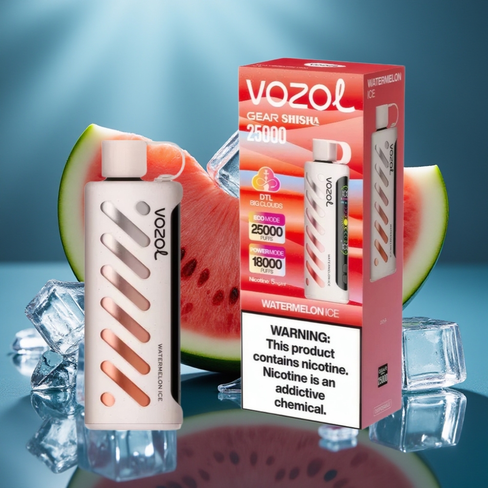 VOZOL Gear Shisha 25000 Puffs Disposable Vape - بطيخ مثلج (Watermelon Ice) - Dual Mesh - 1000mAh