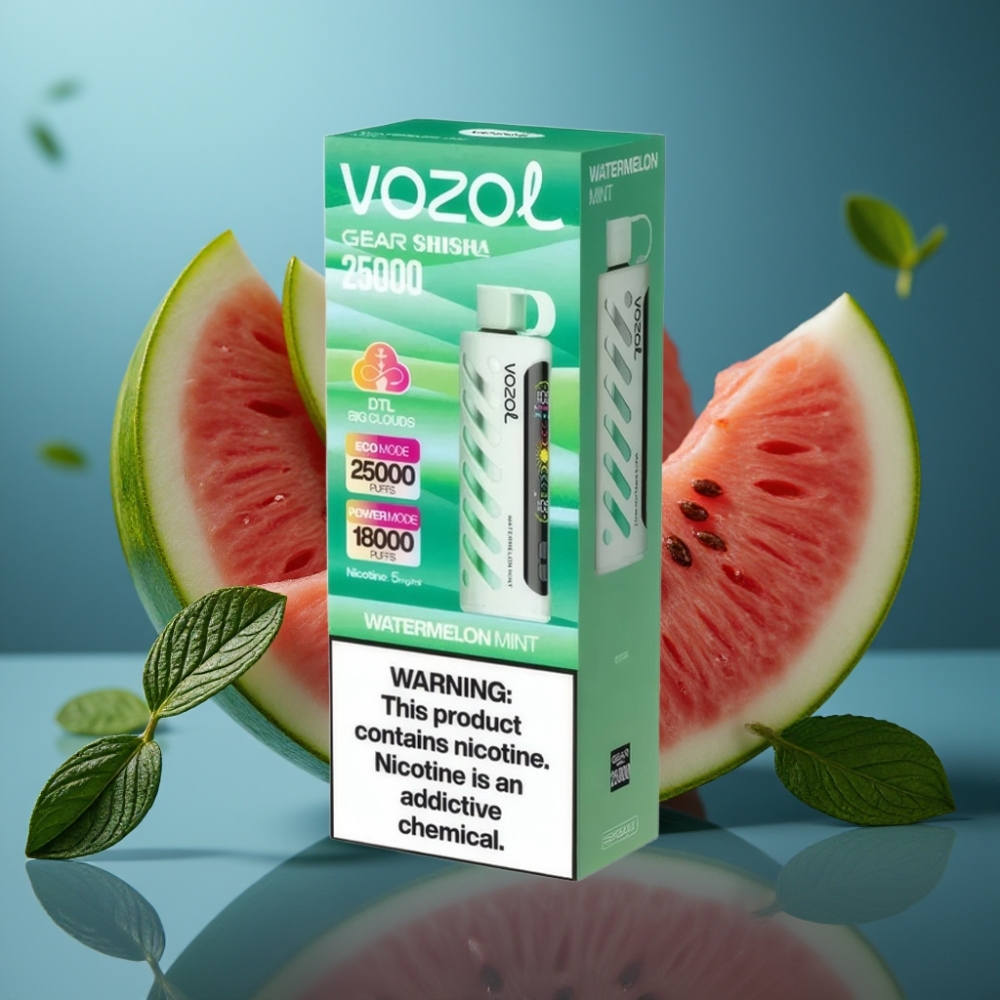 VOZOL Gear Shisha 25000 Puffs بطعم البطيخ بالنعناع - S.i.L.C Tech - 1000mAh