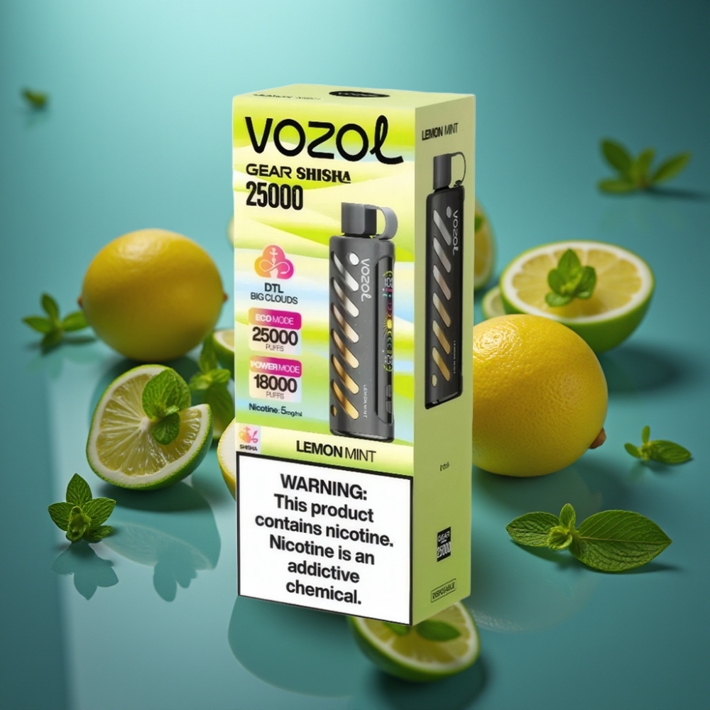 VOZOL Gear Shisha 25000 Puffs نعناع ليمون | S.i.L.C Tech | Dual Mesh