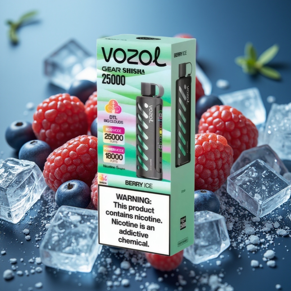 VOZOL Gear Shisha 25000 نفخة بنكهة التوت المثلج مع تقنية S.i.L.C وبطارية 1000mAh