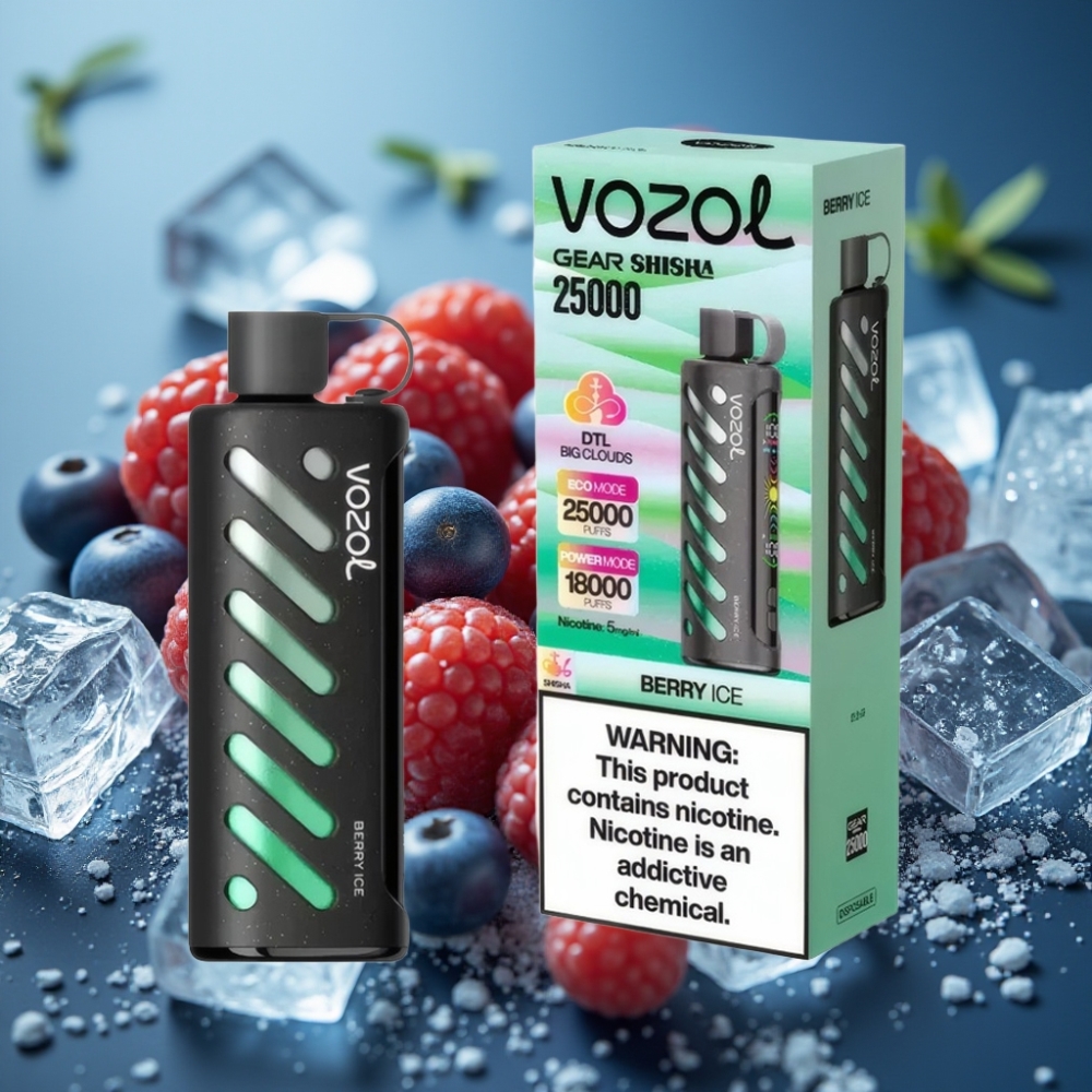 VOZOL Gear Shisha 25000 نفخة بنكهة التوت المثلج مع تقنية S.i.L.C وبطارية 1000mAh