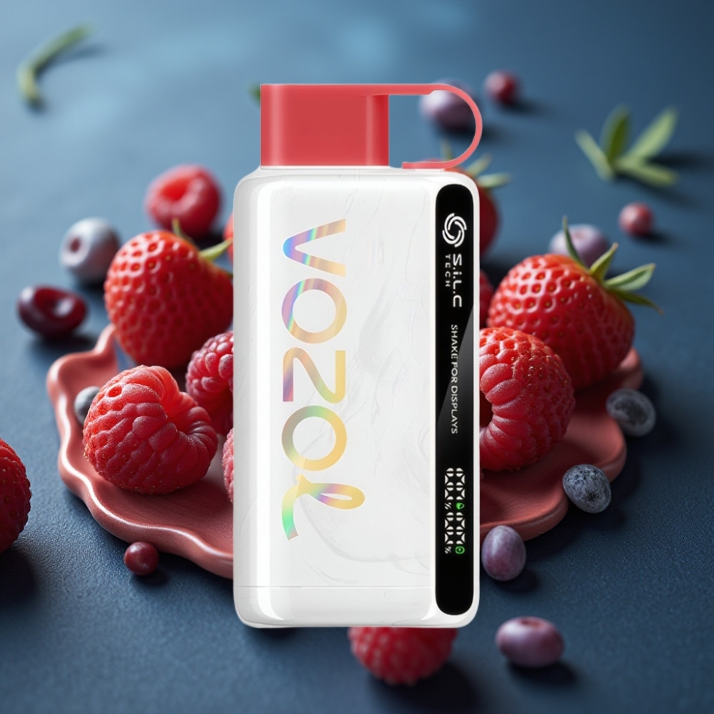 VOZOL STAR 9000/12000 شيشة نكهة الفراولة والتوت والكرز مع شاشة اهتزاز وتقنية S.i.L.C